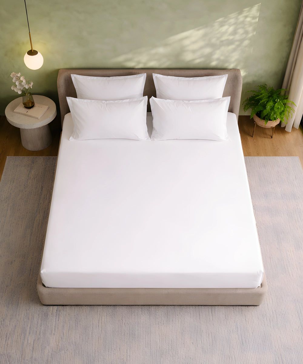 White Solid Fitted Bedsheet Set, image 2 of 4
