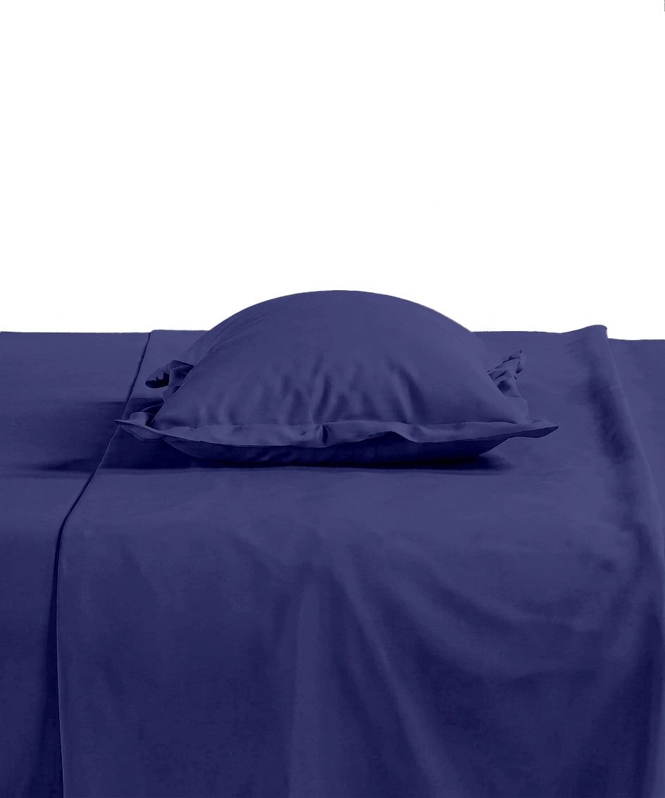 Navy Solid Fitted Bedsheet Set, image 3 of 4